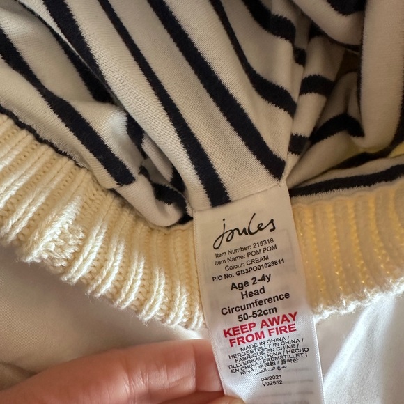 Joules Cream Knit Hat with Pom-Poms for Kids - Picture 2 of 2